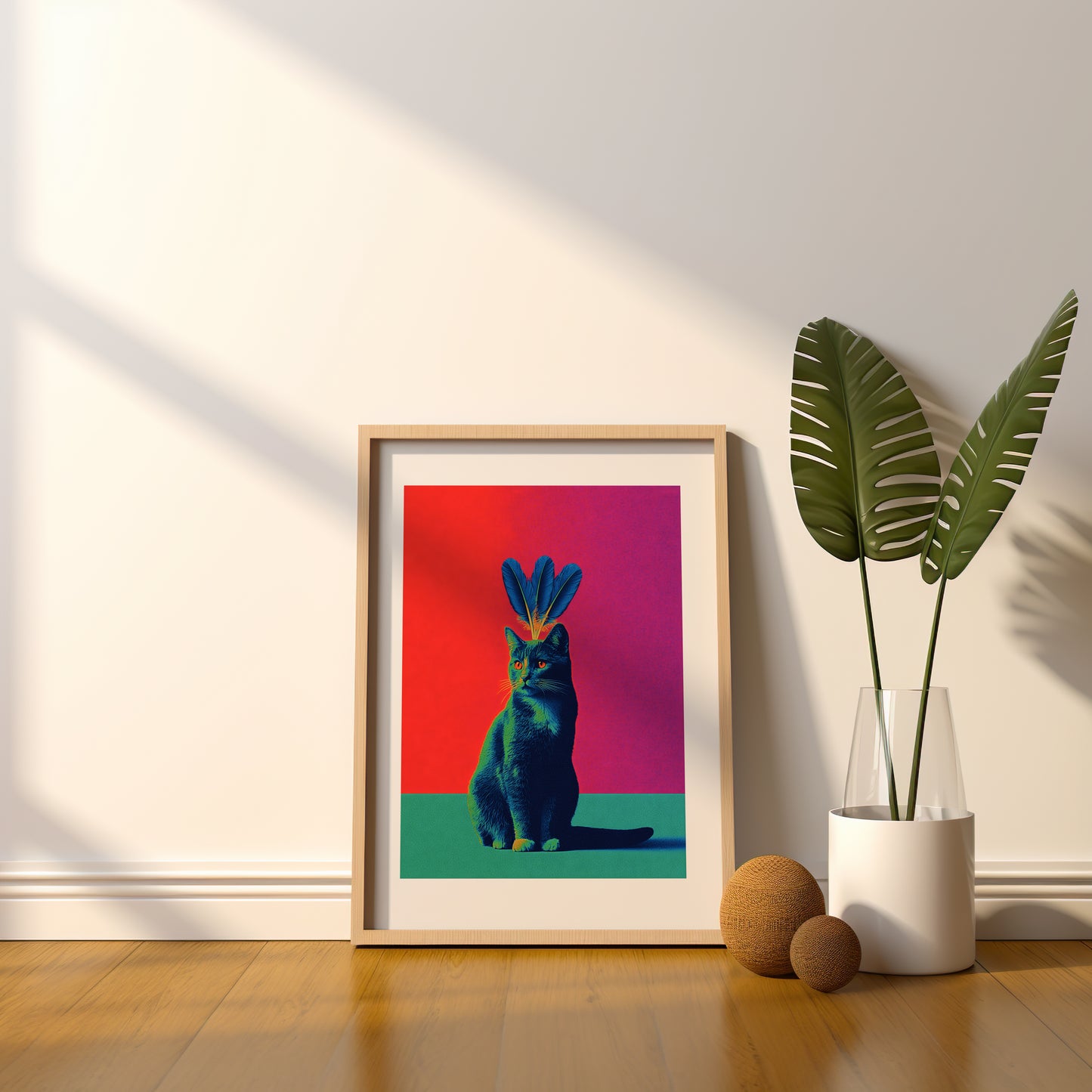 Tableau chat noir - Pop art - Décoration moderne - Art contemporain