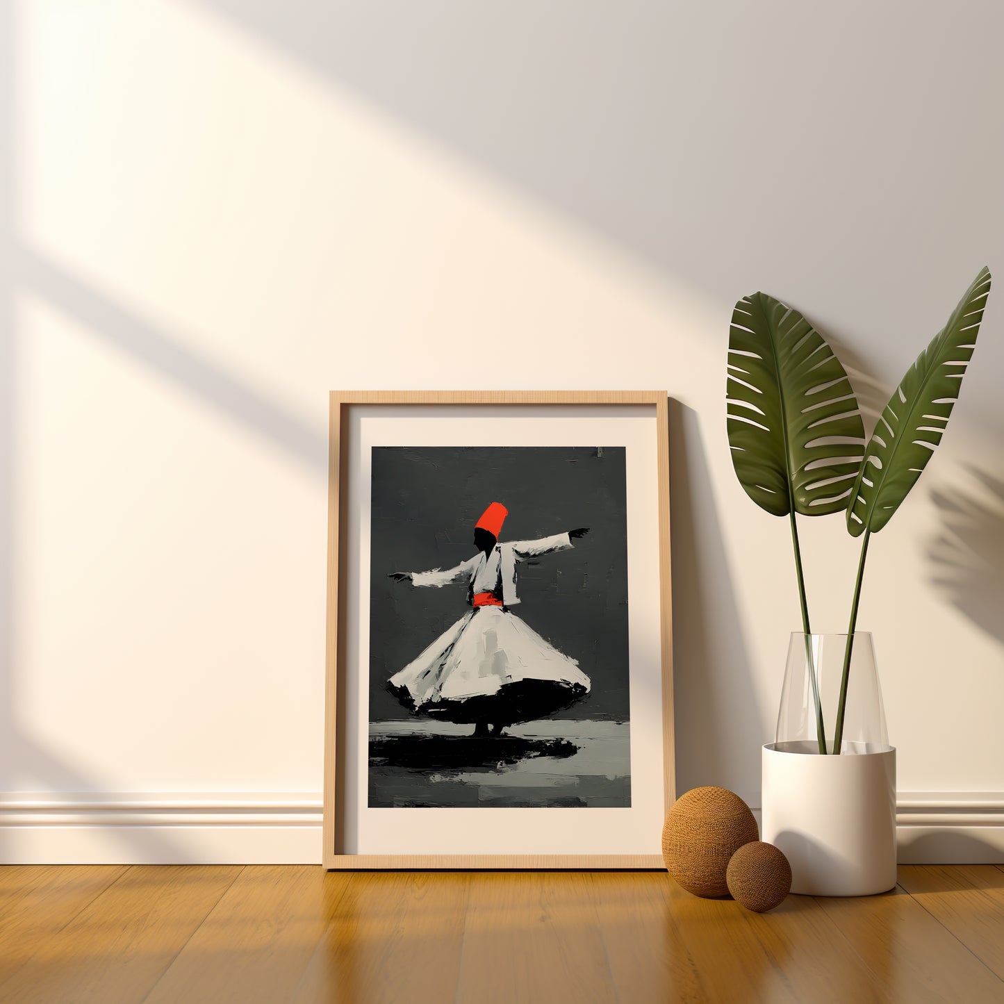 Tableau oriental moderne - Danseur - Rouge et noir - Art contemporain