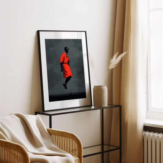 Tableau homme - Rouge et noir - Art contemporain - Décoration moderne - Afrique