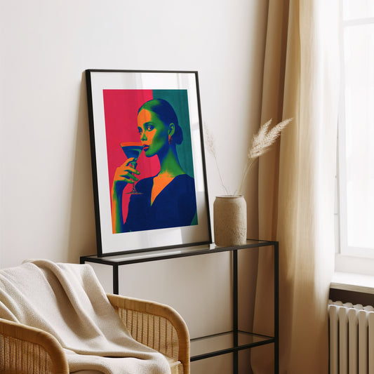 Tableau femme au cocktail - Pop art - Décoration moderne