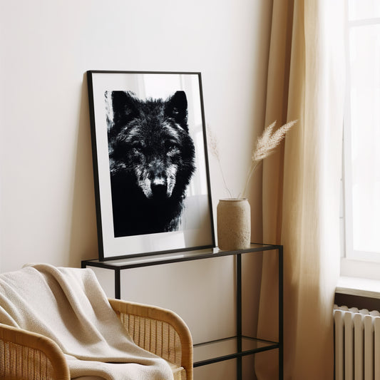 Tableau loup noir et blanc - Art Contemporain - Décoration moderne
