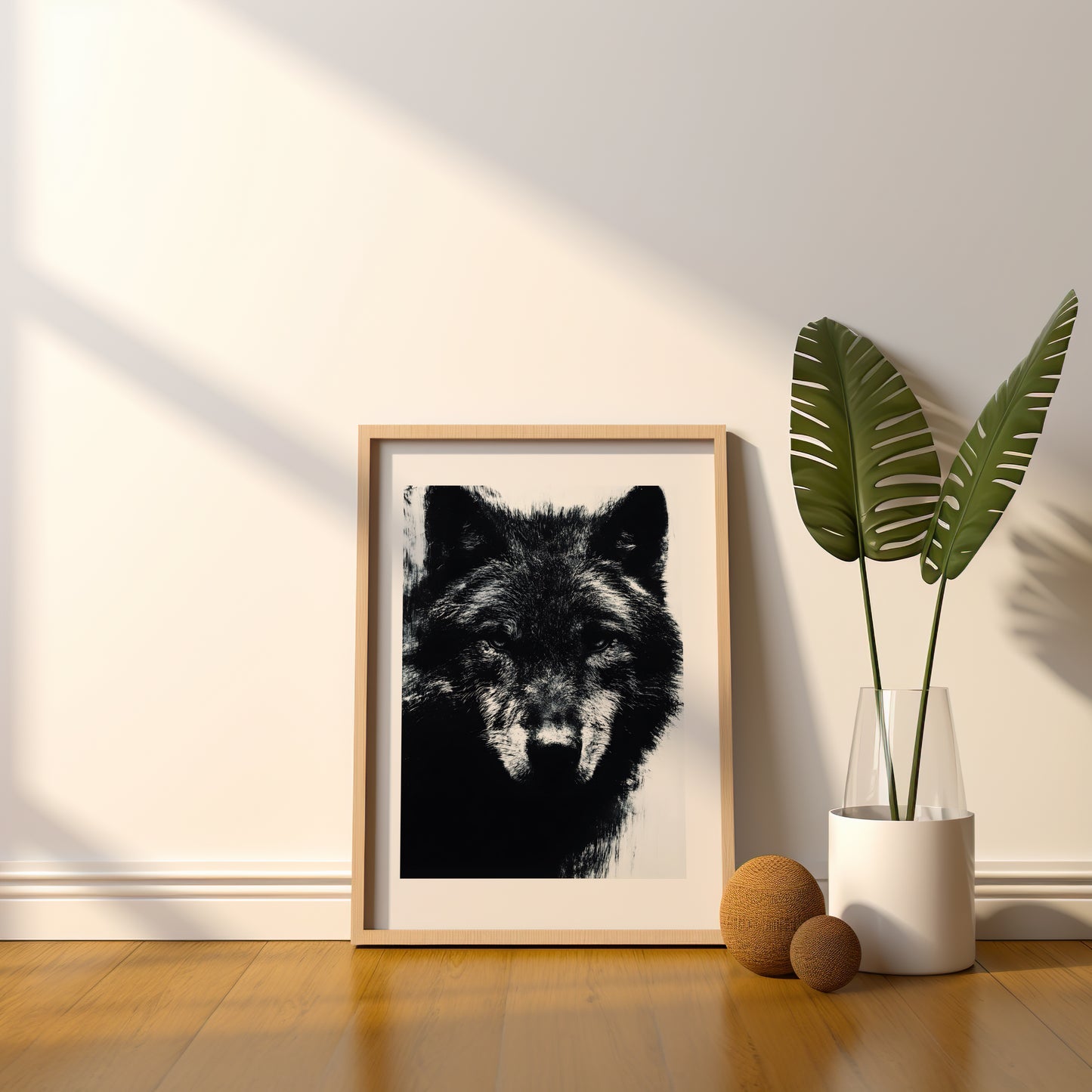 Tableau loup noir et blanc - Art Contemporain - Décoration moderne