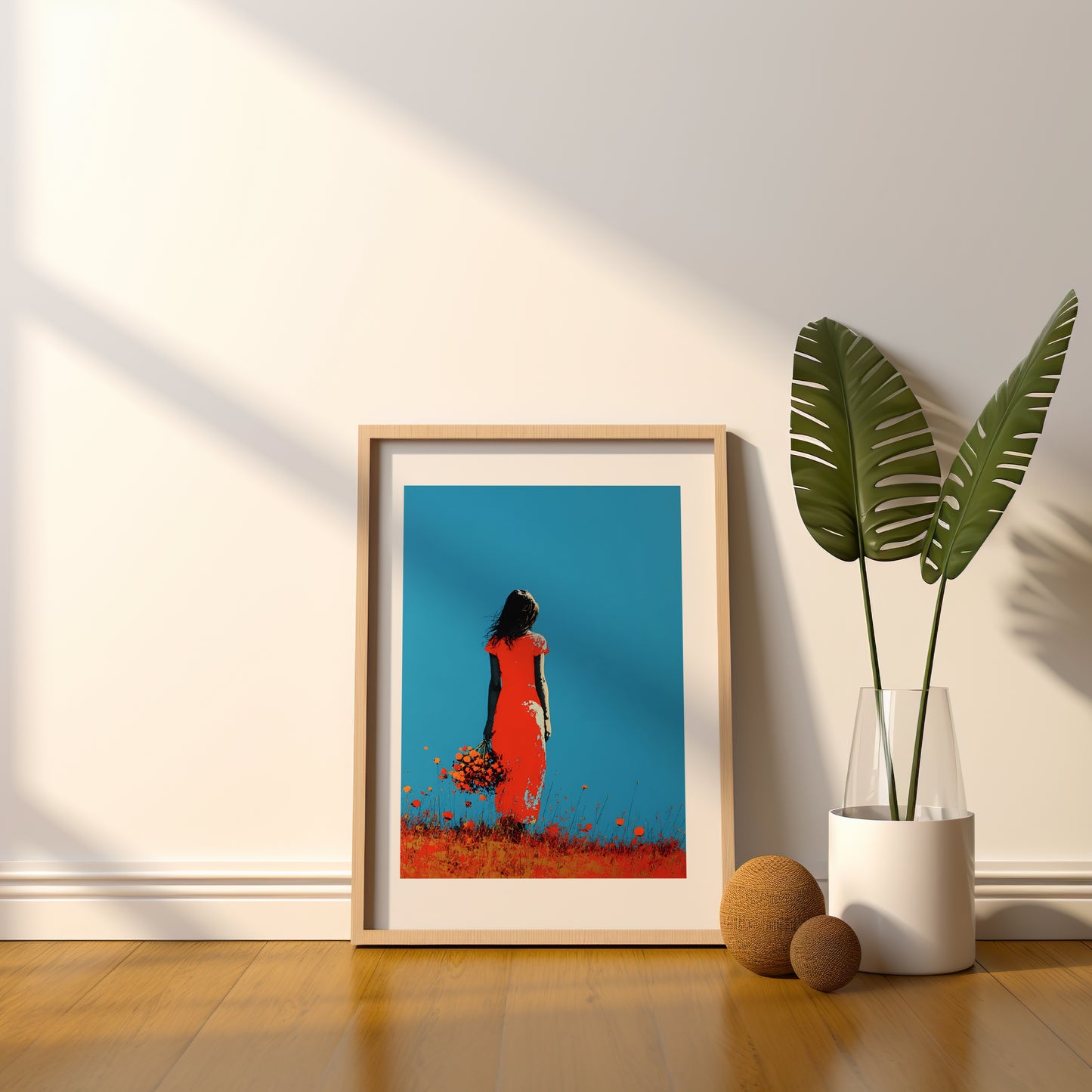 Tableau femme - Fleur rouge - Art contemporain - Décoration moderne