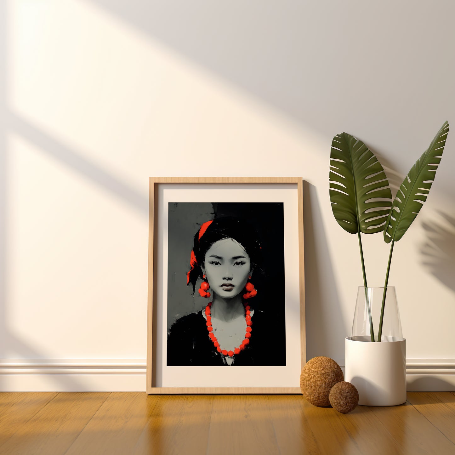 Tableau femme - Rouge et noir - Art contemporain - Décoration moderne