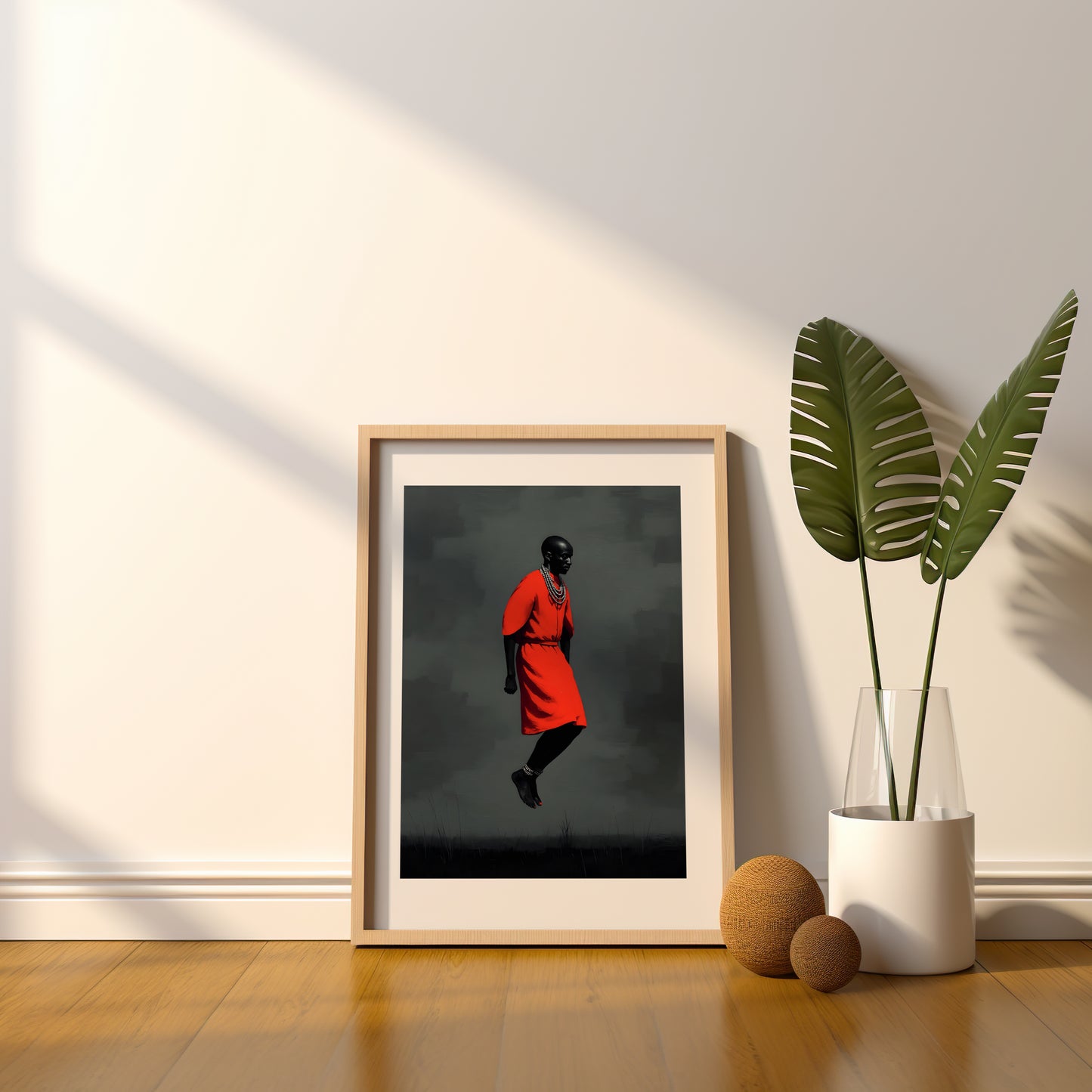 Tableau homme - Rouge et noir - Art contemporain - Décoration moderne - Afrique