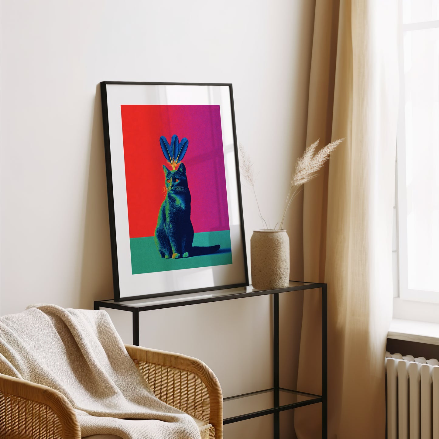 Tableau chat noir - Pop art - Décoration moderne - Art contemporain