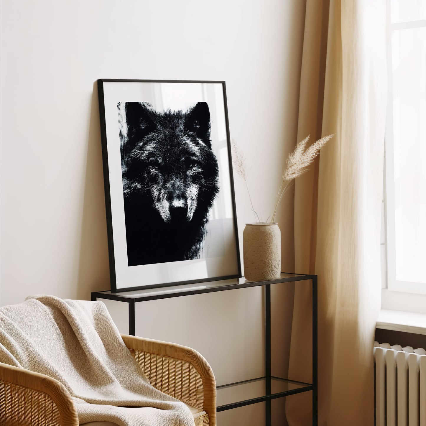 Tableau loup noir et blanc - Art Contemporain - Décoration moderne