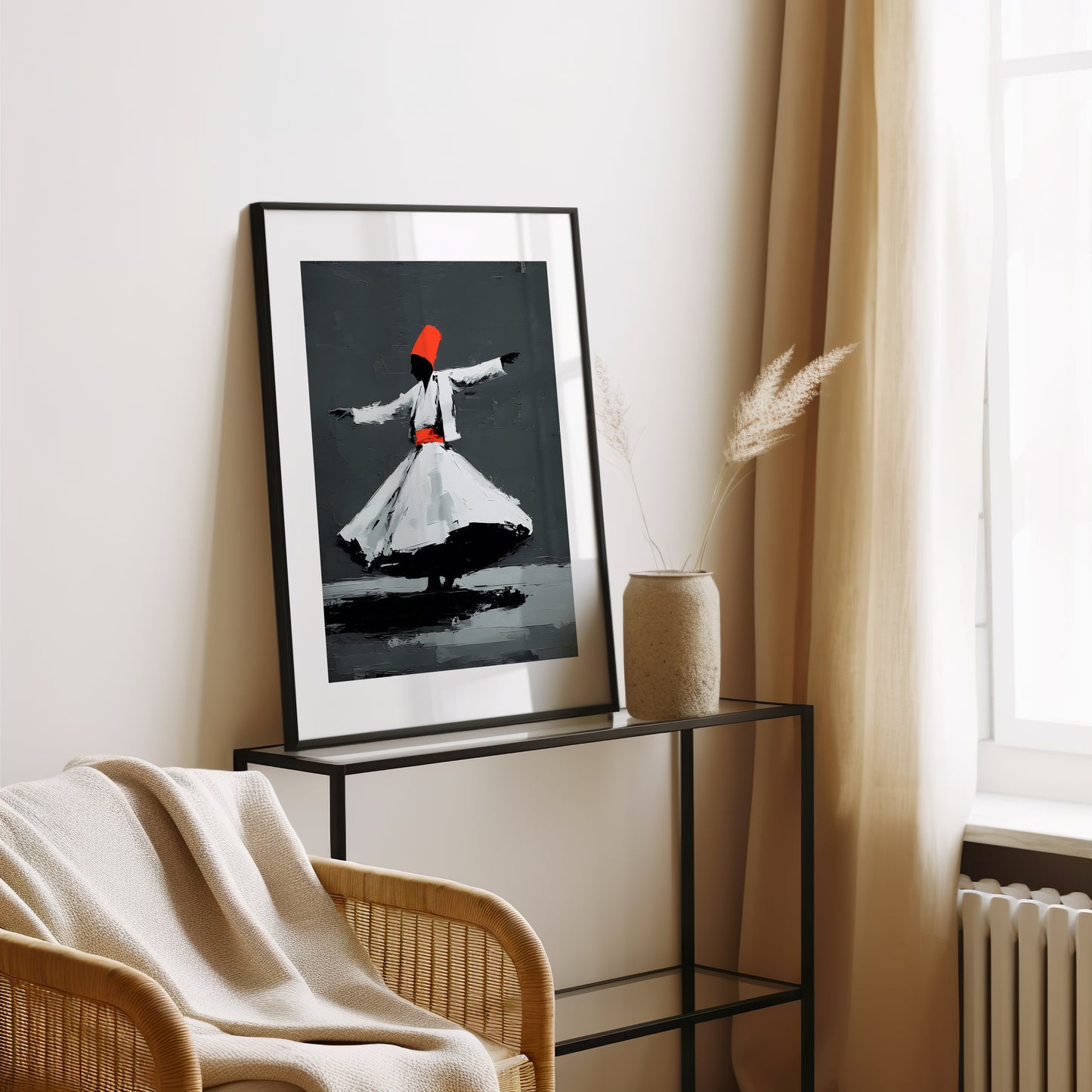 Tableau oriental moderne - Danseur - Rouge et noir - Art contemporain