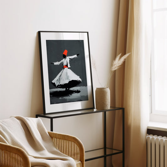 Tableau oriental moderne - Danseur - Rouge et noir - Art contemporain