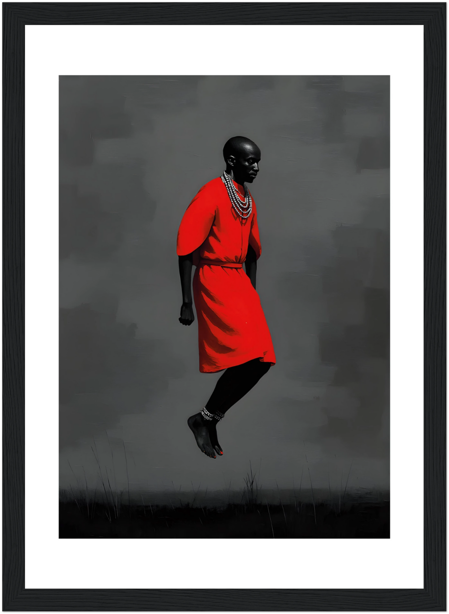Tableau homme - Rouge et noir - Art contemporain - Décoration moderne - Afrique