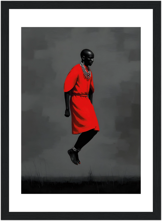 Tableau homme - Rouge et noir - Art contemporain - Décoration moderne - Afrique