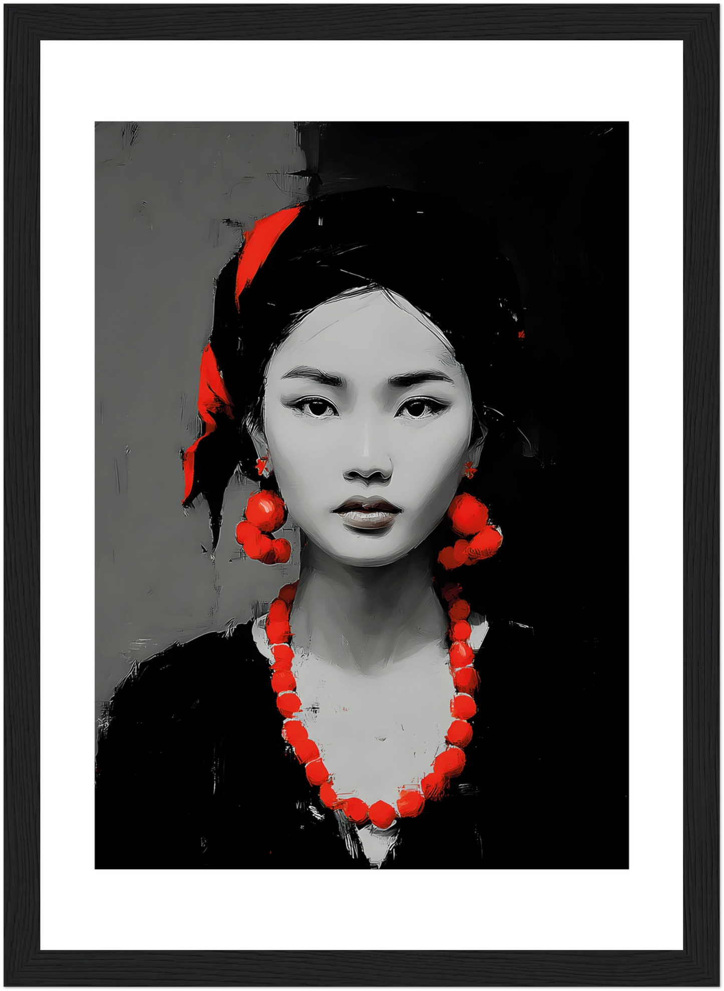 Tableau femme - Rouge et noir - Art contemporain - Décoration moderne