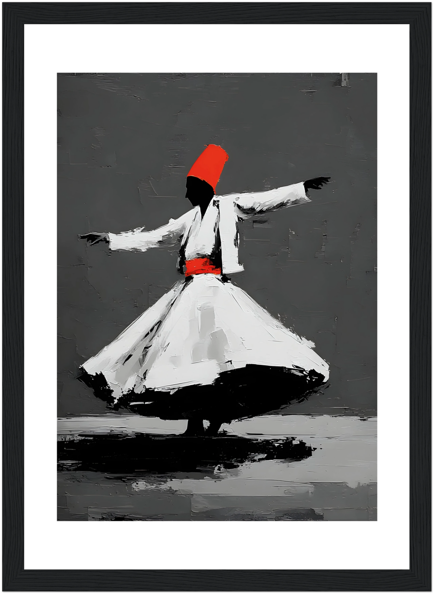 Tableau oriental moderne - Danseur - Rouge et noir - Art contemporain