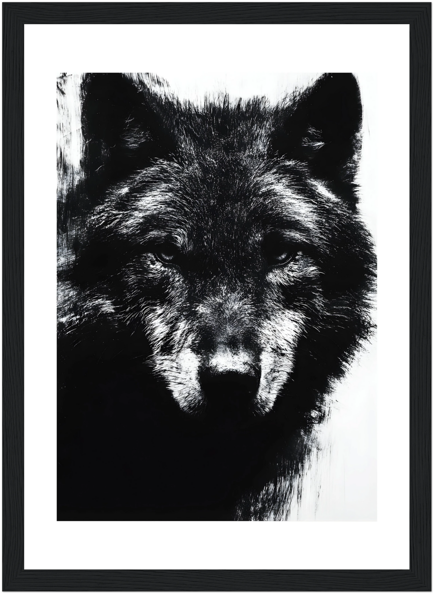 Tableau loup noir et blanc - Art Contemporain - Décoration moderne