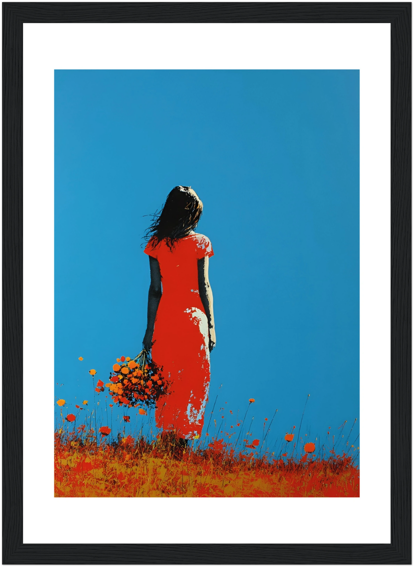 Tableau femme - Fleur rouge - Art contemporain - Décoration moderne