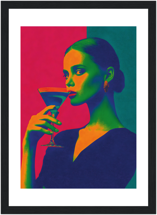 Tableau femme au cocktail - Pop art - Décoration moderne