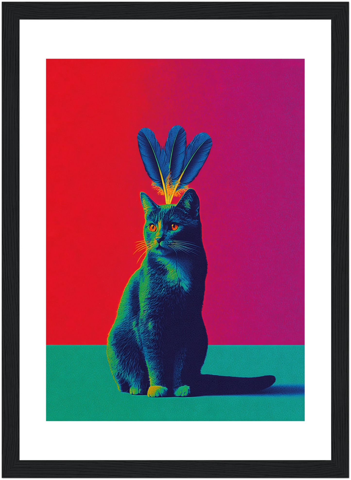 Tableau chat noir - Pop art - Décoration moderne - Art contemporain