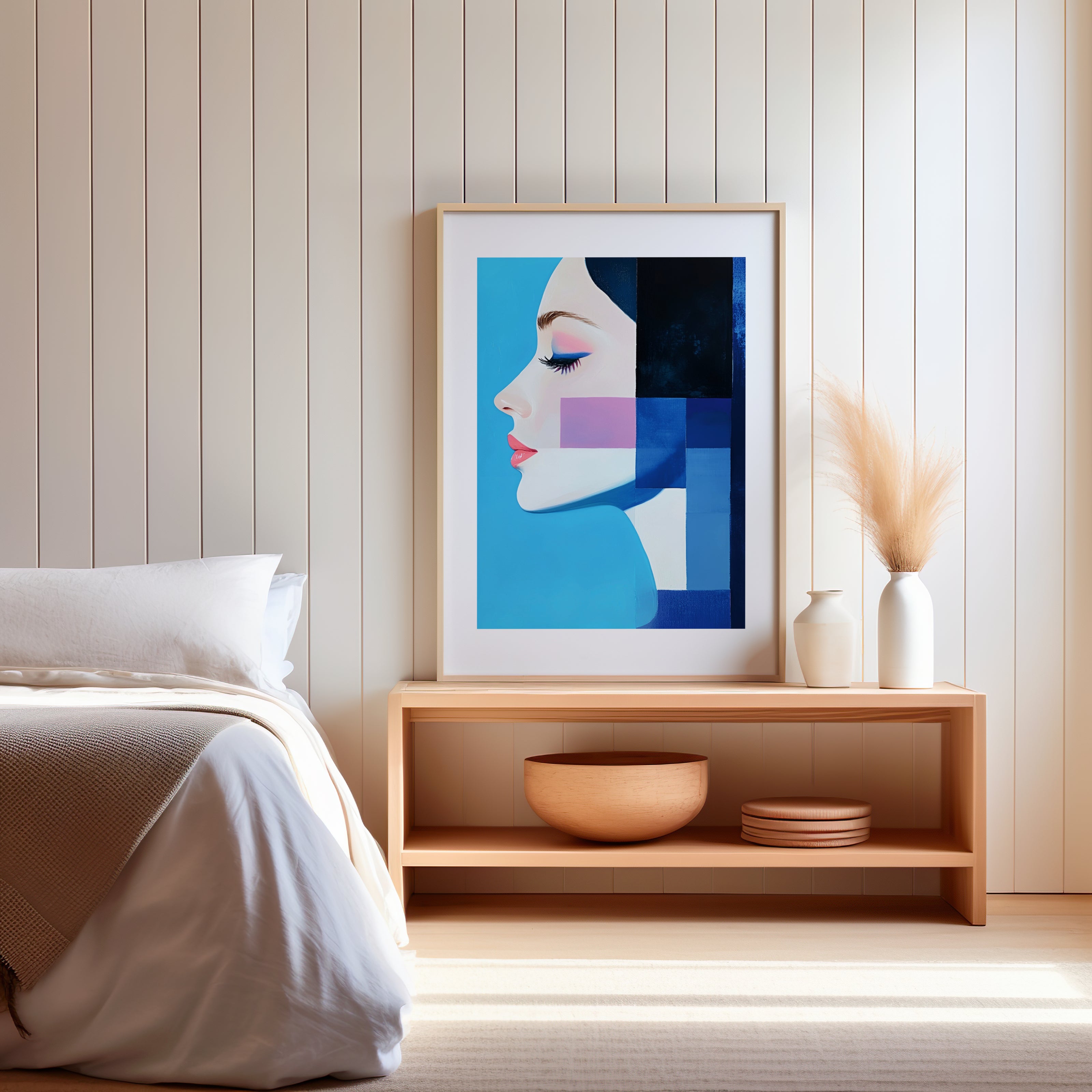 Tableau bleu d'une femme de profil