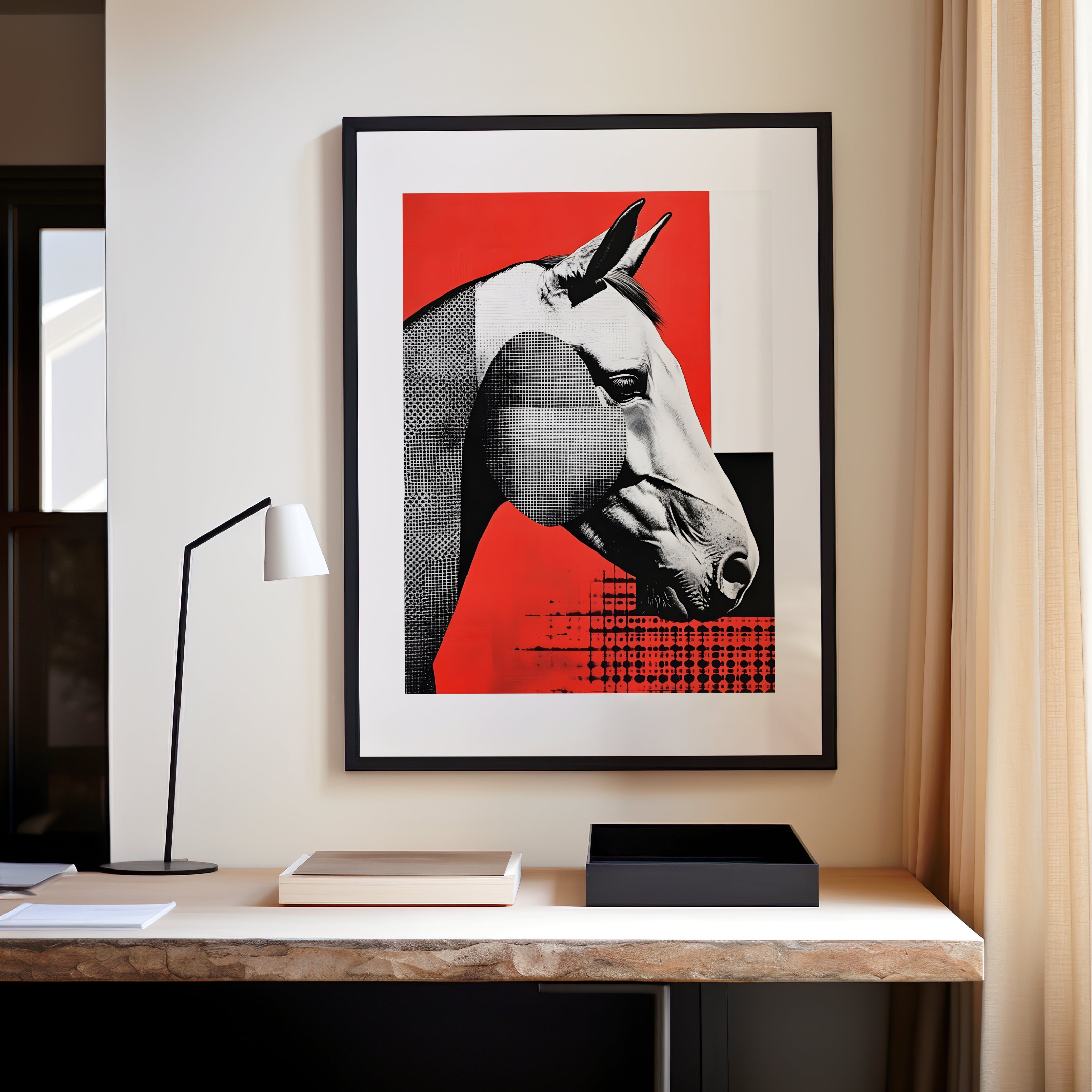 Oeuvre d'art abstraite d'un cheval 