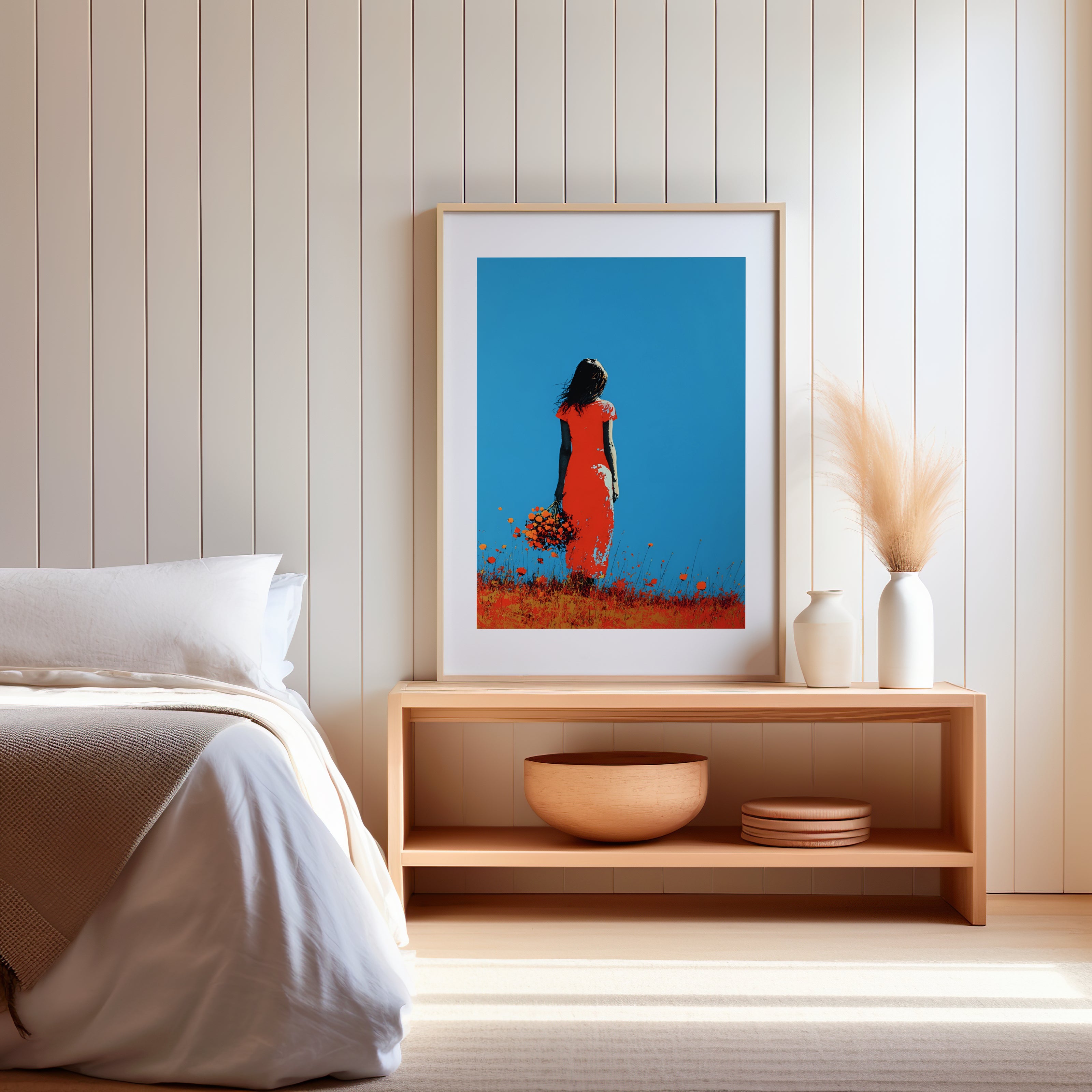 Tableau d'une femme de dos dans une chambre 