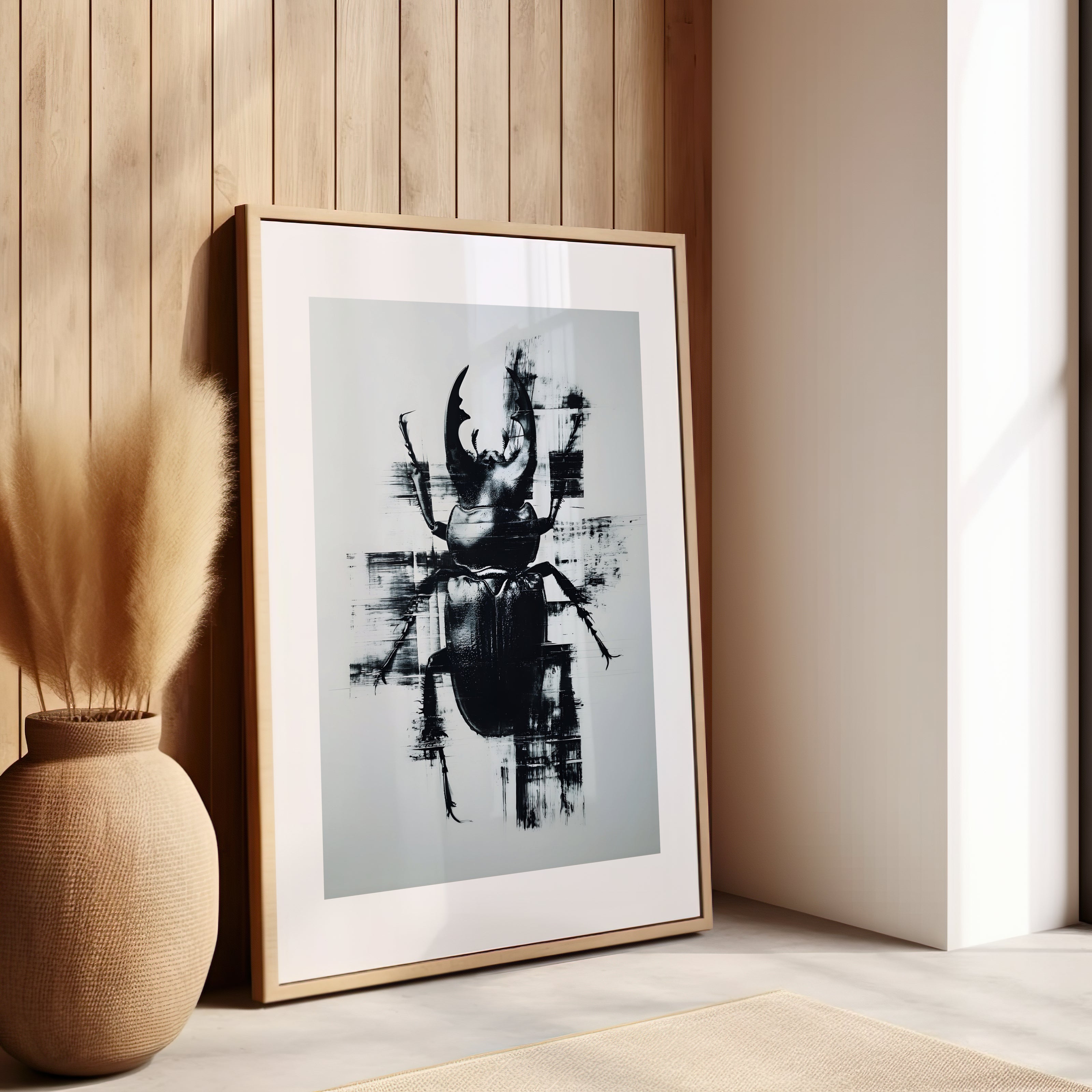 Oeuvre d'art représentant un scarabée noir 