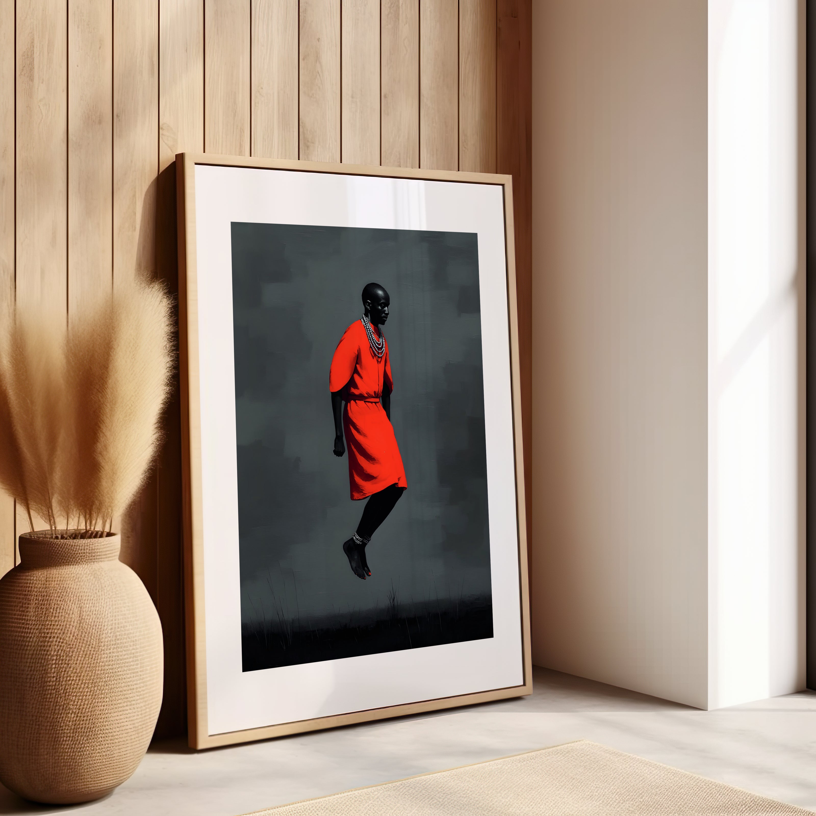 Décoration murale, ethnique, noir blanc et rouge, afrique