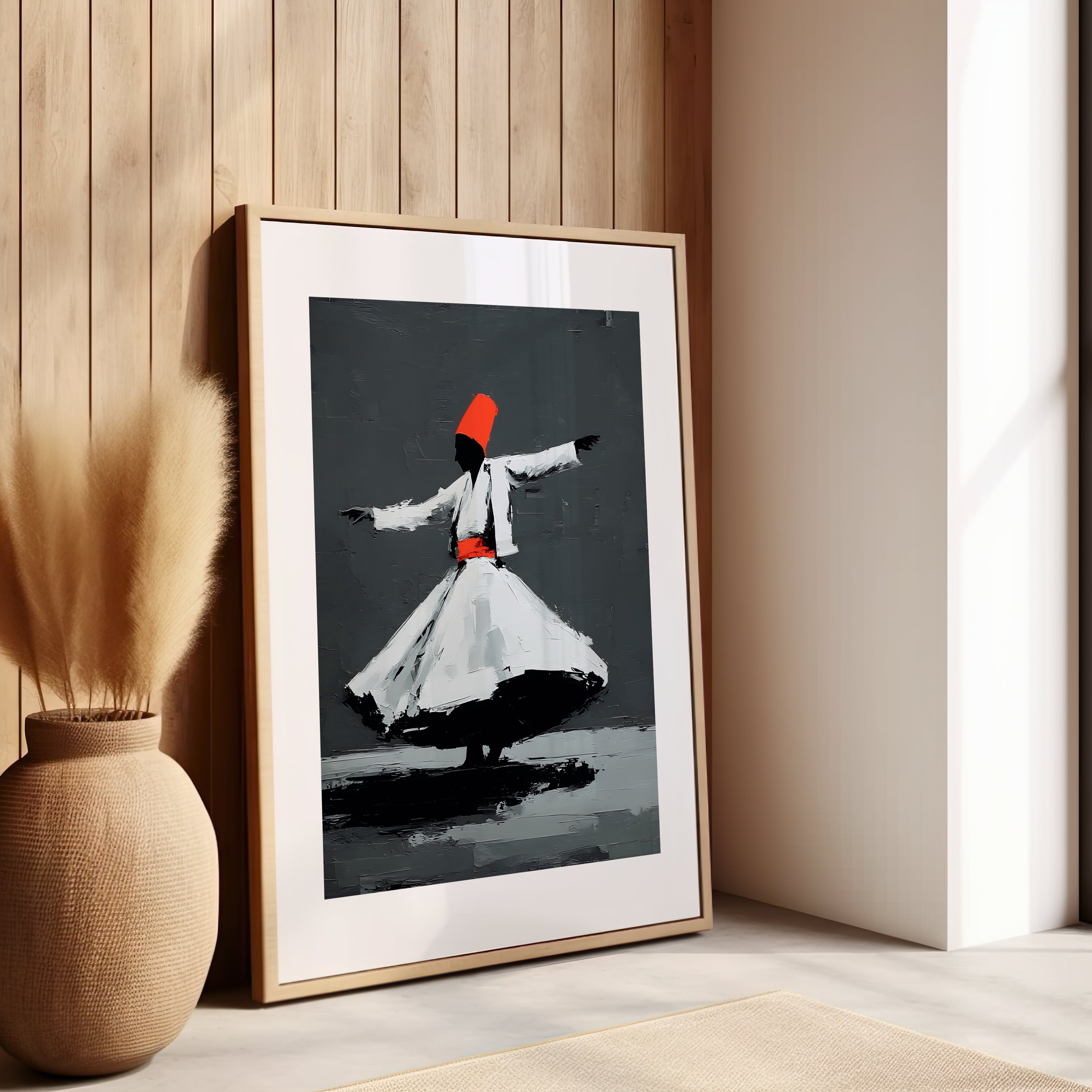 Art contemporain, noir blanc et rouge, décoration salon